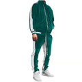 Men'S 2 Pieces Full Zip Tracksuits Golden Velvet Sport Suits Casual Outfits Jacket & Pants Fitness Tracksuit Set(Green,L)