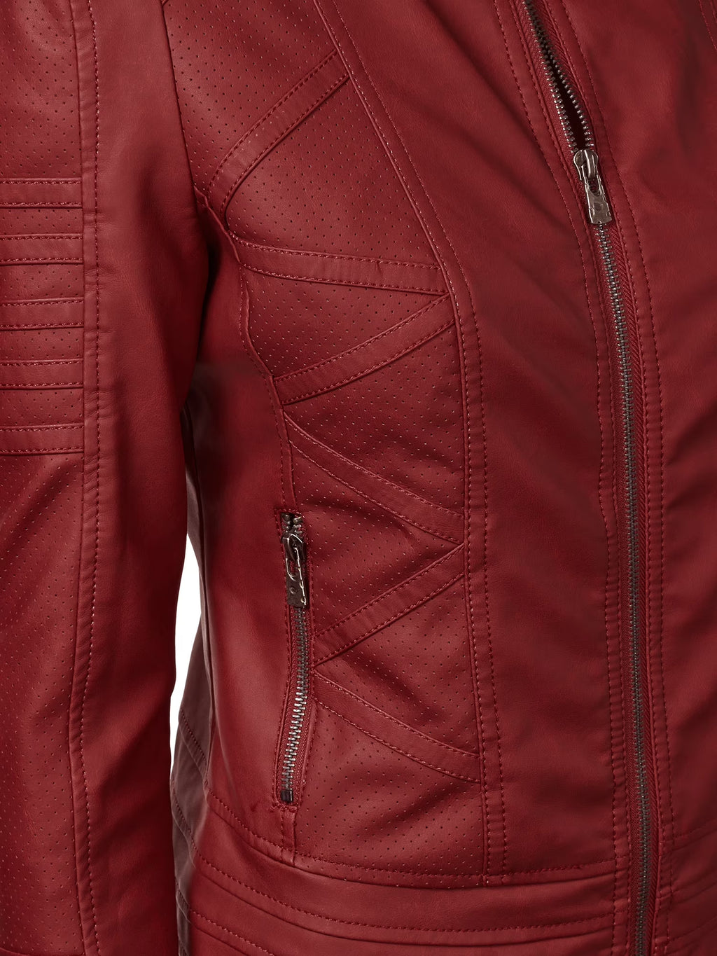 Women'S Vegan Leather Motorcycle Jacket S RED