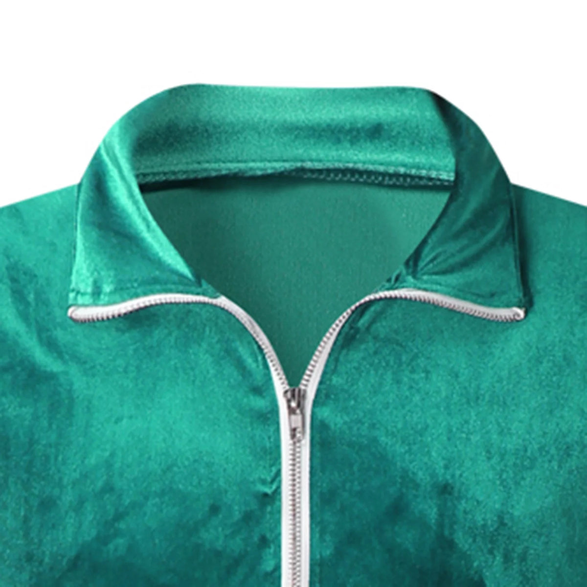 Men'S 2 Pieces Full Zip Tracksuits Golden Velvet Sport Suits Casual Outfits Jacket & Pants Fitness Tracksuit Set(Green,L)