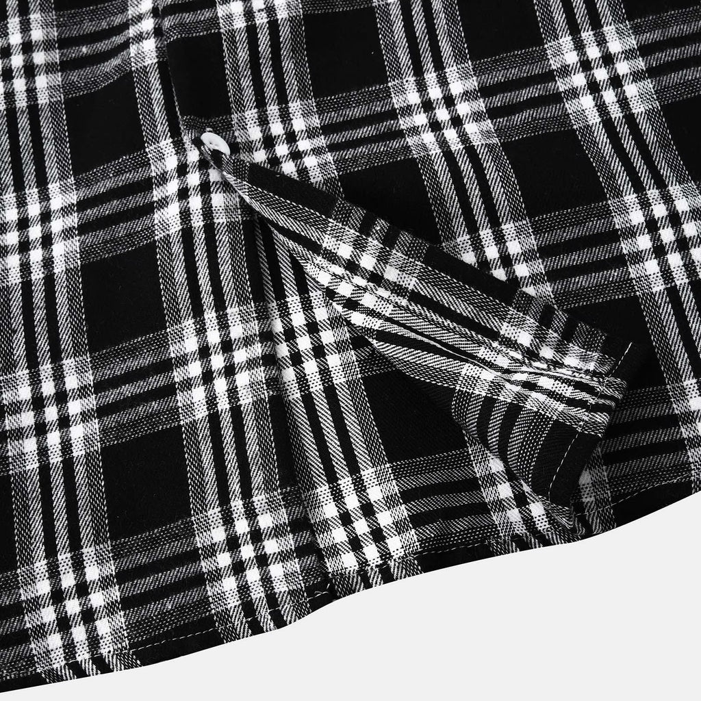 Men'S Flannel Plaid Hooded Shirts Casual Long Sleeve Button down Regular Fit Hooded Shirt Lightweight Thin Jackets Black#03 S