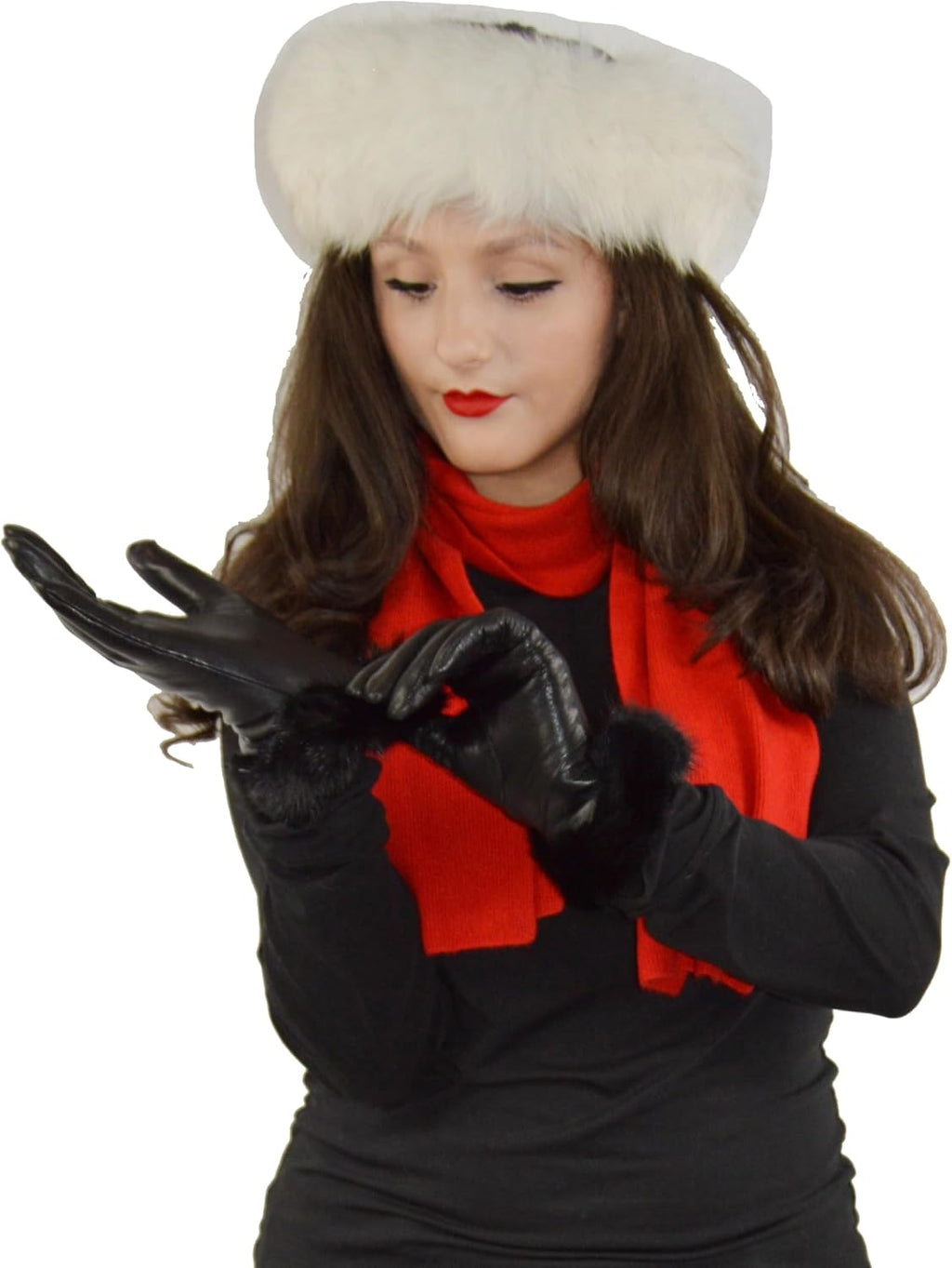 Leather Glove-Gloves-Women’S Lambskin Leather Handwear with Cashmere Lining –Soft, Warm Winter Dress & Driving Accessory