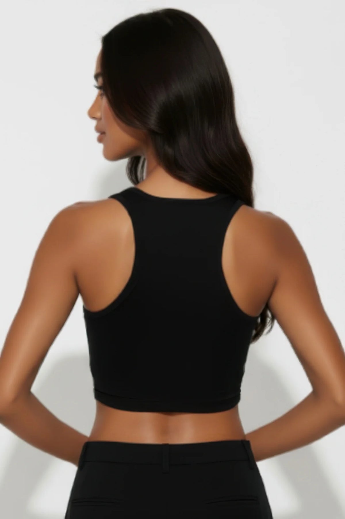 Sheer Mesh Panel Crop Tank Top