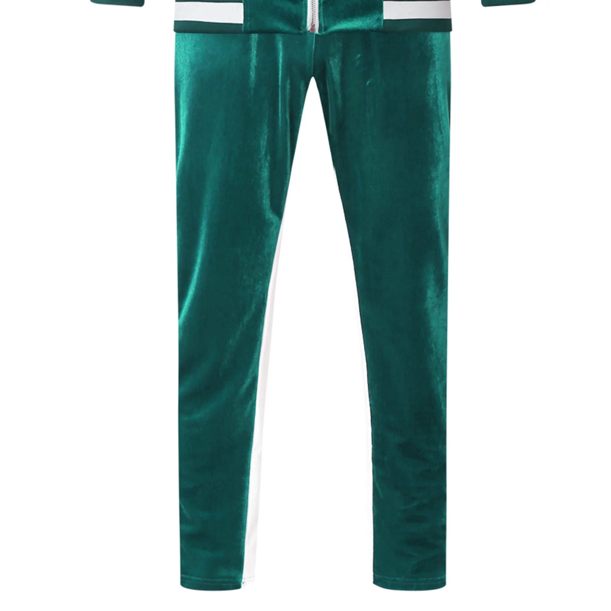 Men'S 2 Pieces Full Zip Tracksuits Golden Velvet Sport Suits Casual Outfits Jacket & Pants Fitness Tracksuit Set(Green,L)