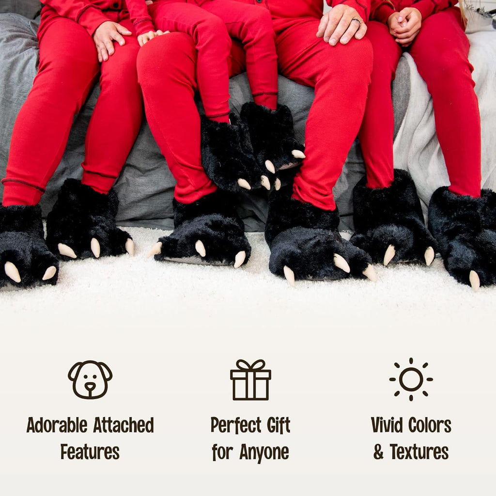 Animal Paw Slippers for Kids and Adults, Cozy Furry Slippers