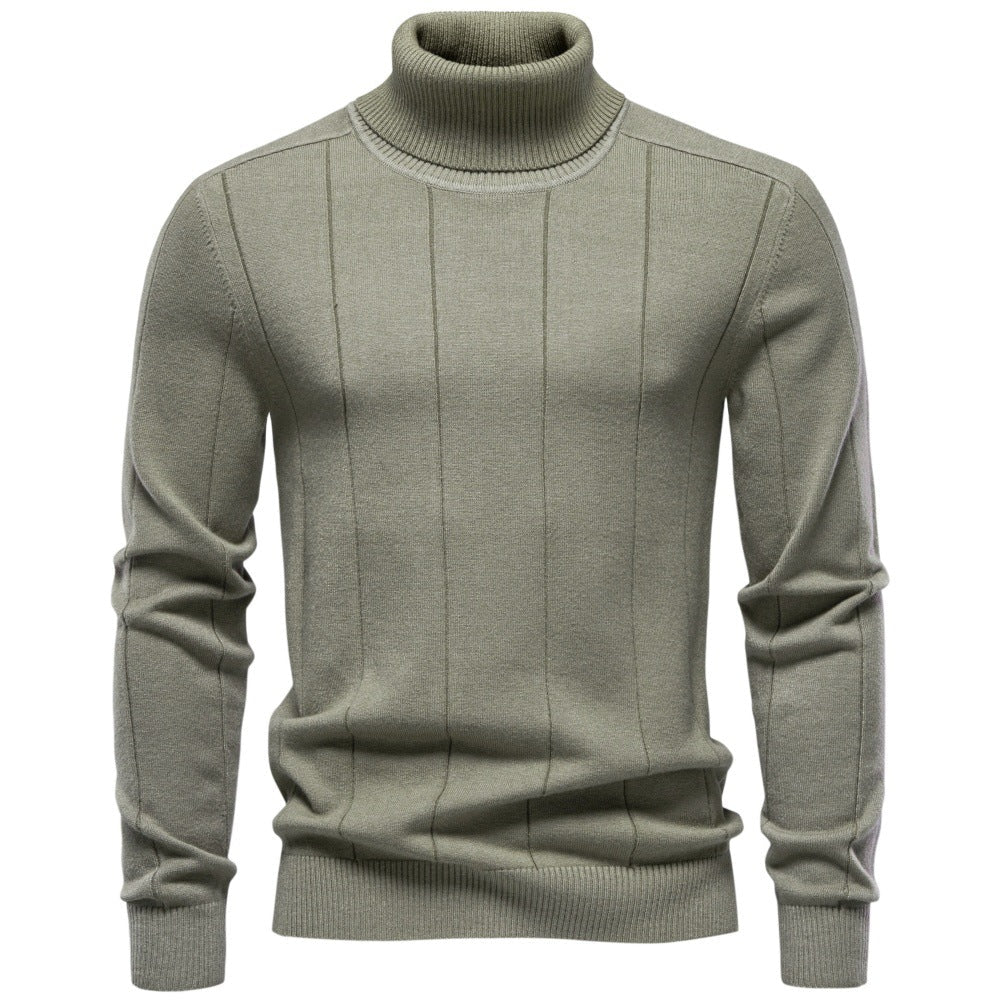 Thick Warm Sweater for Men, High Turn-Down Collar, Slim Fit Knitwear