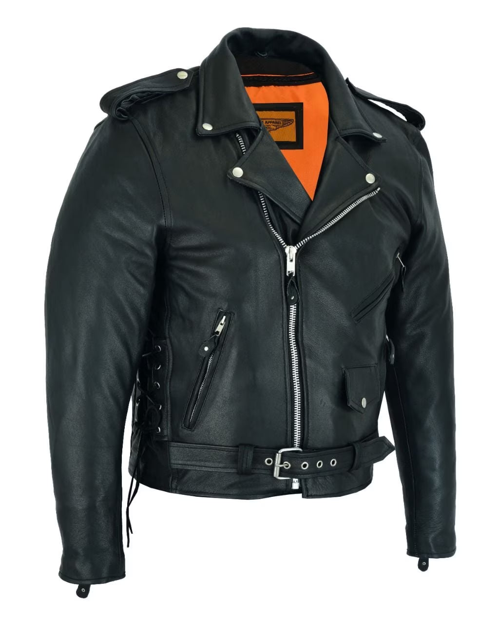 Leather Motorcycle Jacket for Men Moto Riding Classic Biker Jacket with Removable Liner Black
