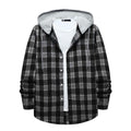 Men'S Flannel Plaid Hooded Shirts Casual Long Sleeve Button down Regular Fit Hooded Shirt Lightweight Thin Jackets Black#03 S