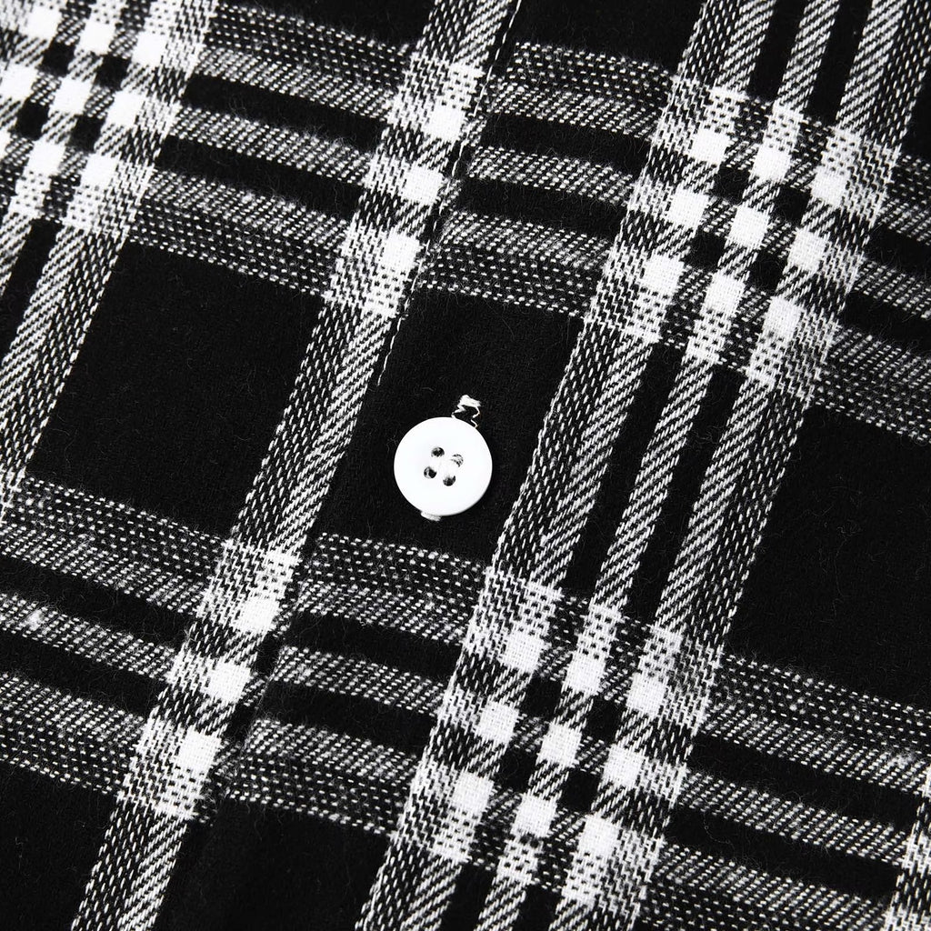 Men'S Flannel Plaid Hooded Shirts Casual Long Sleeve Button down Regular Fit Hooded Shirt Lightweight Thin Jackets Black#03 S