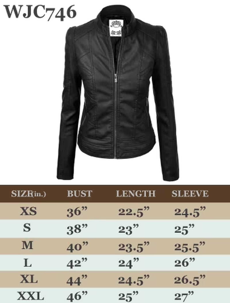 Women'S Vegan Leather Motorcycle Jacket S RED