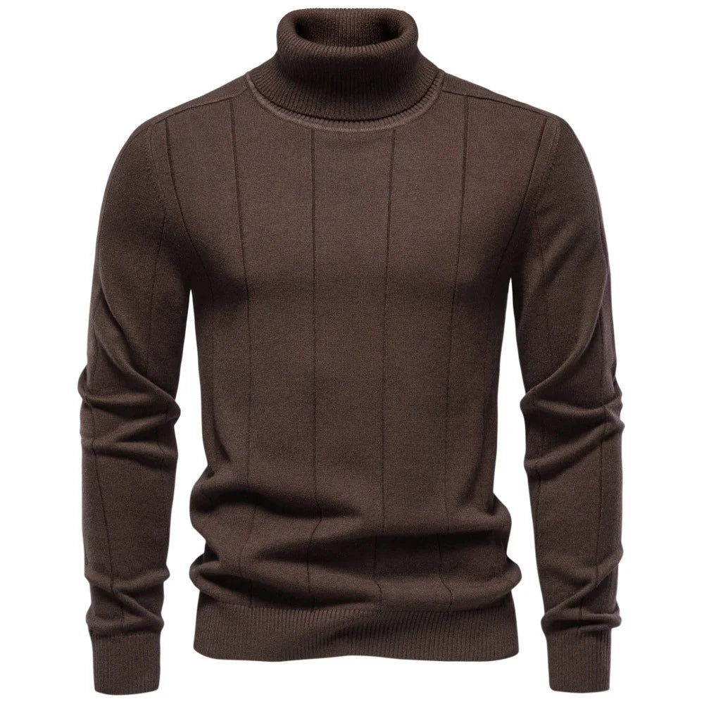 Thick Warm Sweater for Men, High Turn-Down Collar, Slim Fit Knitwear