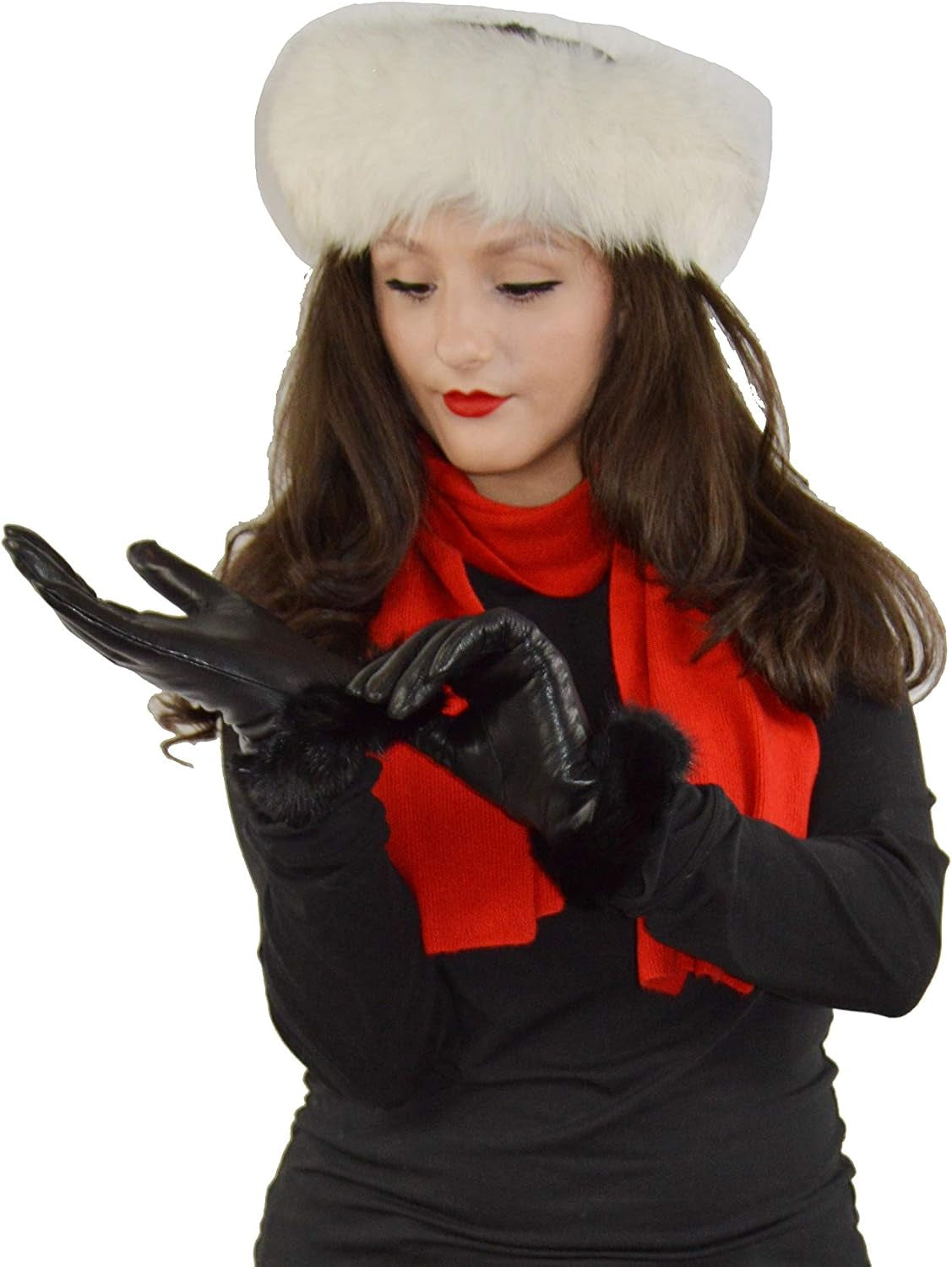 Leather Glove-Gloves-Women’S Lambskin Leather Handwear with Cashmere Lining –Soft, Warm Winter Dress & Driving Accessory