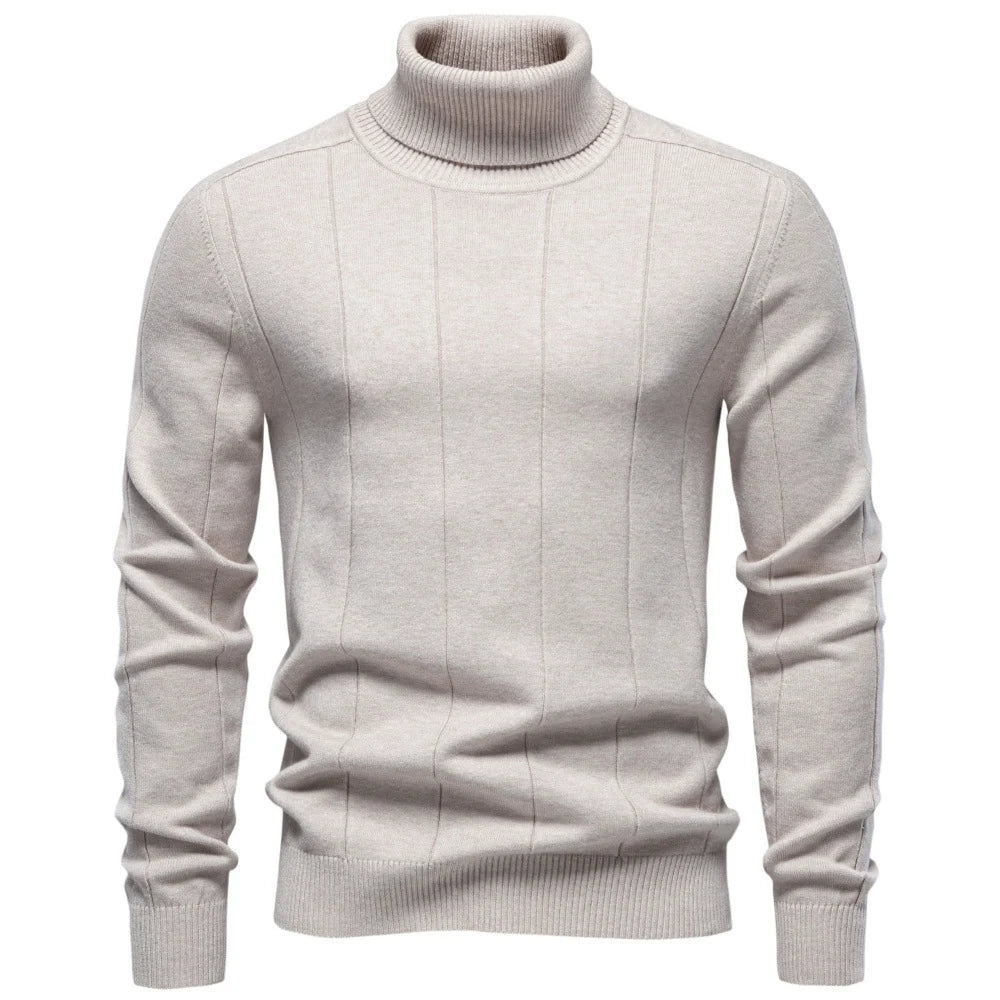 Thick Warm Sweater for Men, High Turn-Down Collar, Slim Fit Knitwear