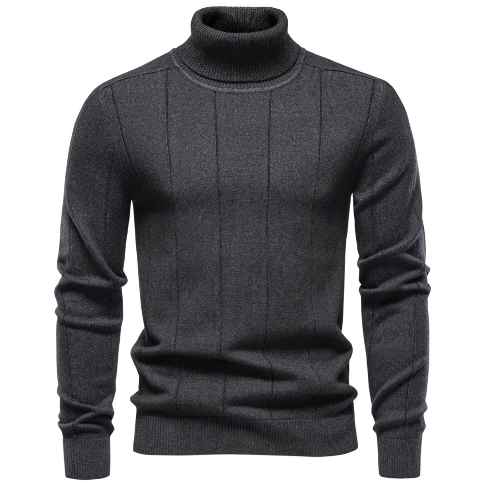 Thick Warm Sweater for Men, High Turn-Down Collar, Slim Fit Knitwear