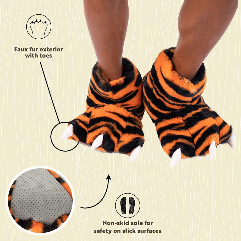 Animal Paw Slippers for Kids and Adults, Cozy Furry Slippers