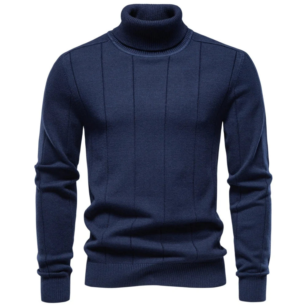 Thick Warm Sweater for Men, High Turn-Down Collar, Slim Fit Knitwear